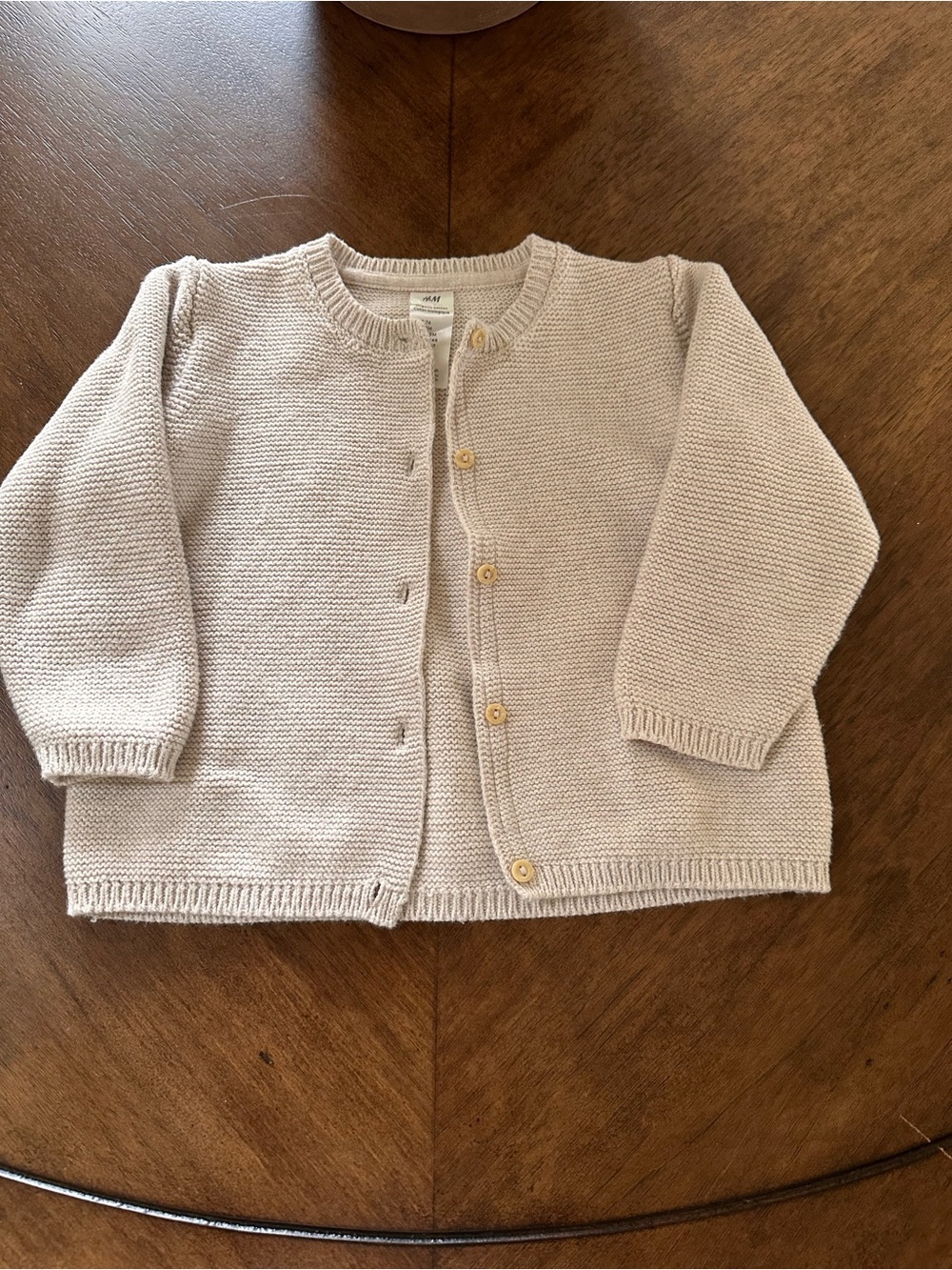 H&M Classic Knit Baby Organic Cotton Cardigan - Cream/Beige